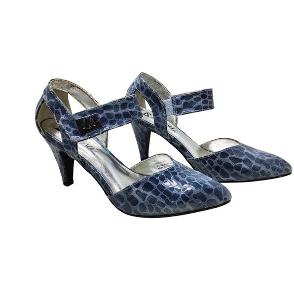 Bellini Women's Blue Animal Print PU Upper/Lining Pointed Toe Sling Back Pump's - Picture 1 of 9